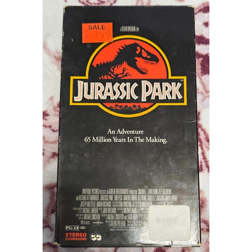 Jurassic Park (VHS 1993) Adventure Sci-Fi Sam Neill Laura Dern Steven Spielberg